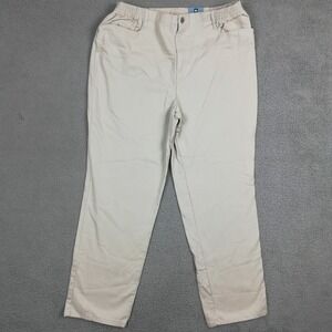 Blassport Womens Pants Chino Beige Khaki Twill High Rise Flex Waist 16 New